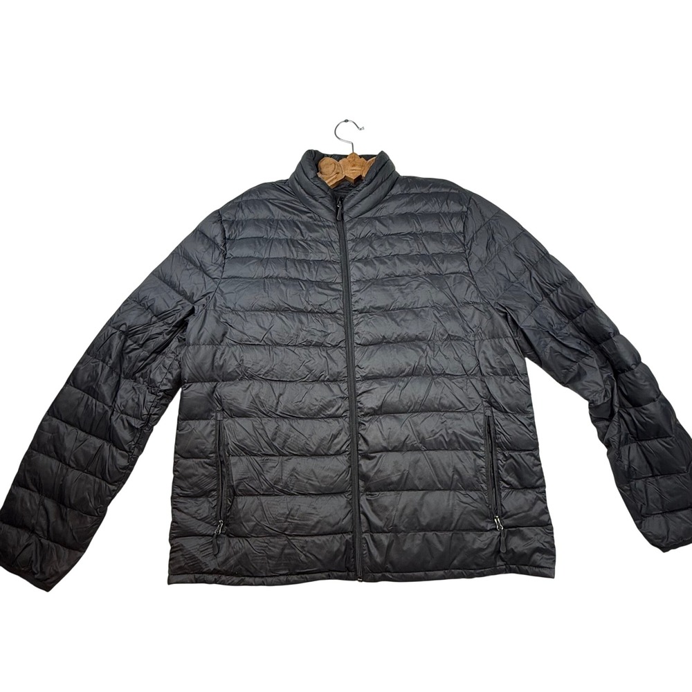 Heat keep Mens Black‎ Packable Down Puffer Jacket Lightweight Full Zip XL